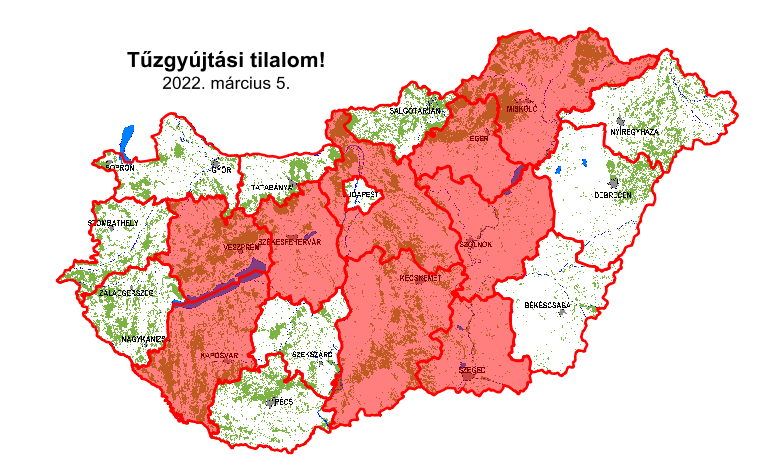 Térkép forrása: Katasztrófavédelem.hu