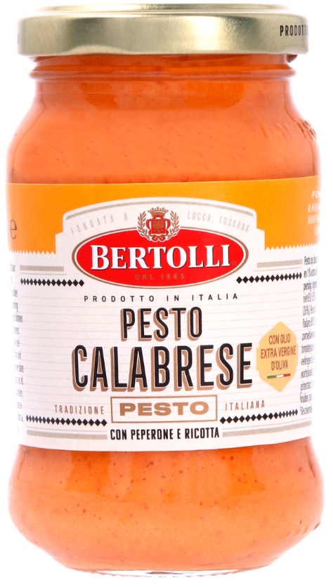Bertolli Pesto Calabrese szósz piros paprikával, ricottával és extra szűz olívaolajjalForrás: Nébih